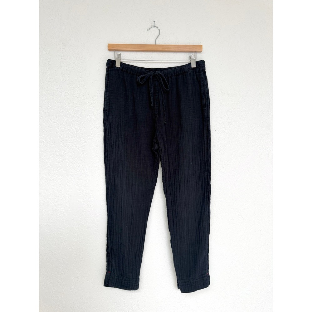 Xirena Black Cotton Gauze Drawstring Elastic Waist Tapered Lounge Pants Small